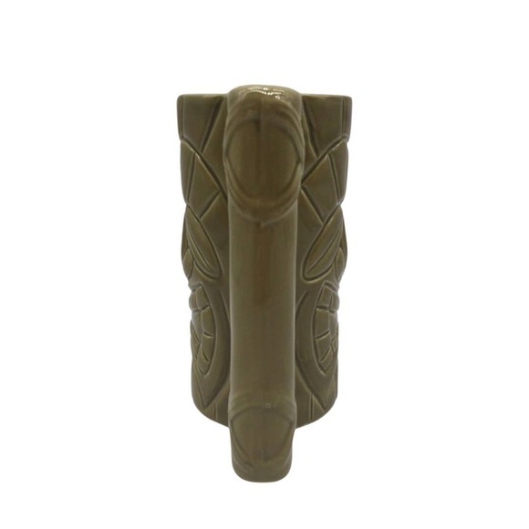 Island Heritage Tall 6 inches Ceramic Tiki Mug Cup Green Face Tribal with Handle - Picture 3 of 5